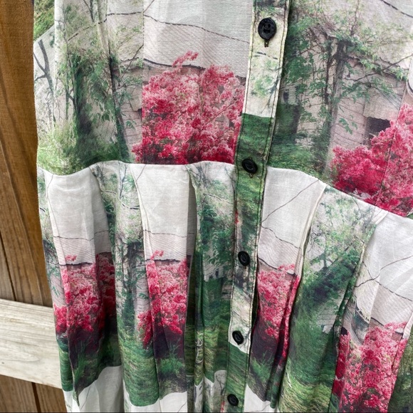 Anthropologie Sara Photography Graphic Floral Printed Silk Dress - Picture 10 of 11